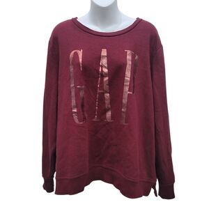 Gap Burgundy Red Large Logo Crewneck Sweatshirt Top Size: XL